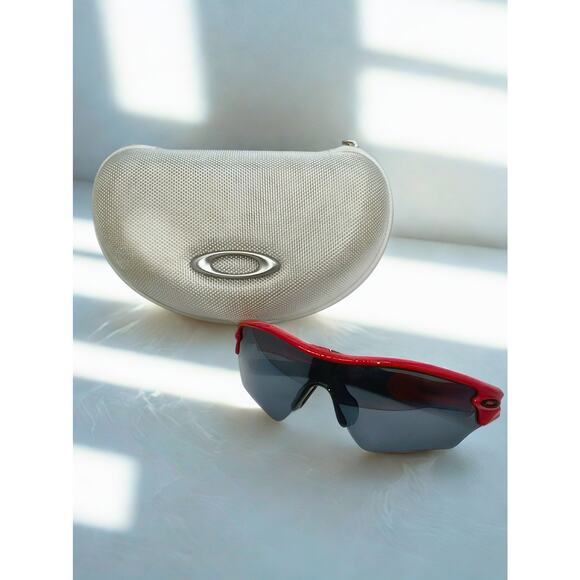 Oakley RADAR Straight Stem Shortcake Red Pink Grey OO9184-01 Polarized & Case - Picture 1 of 16